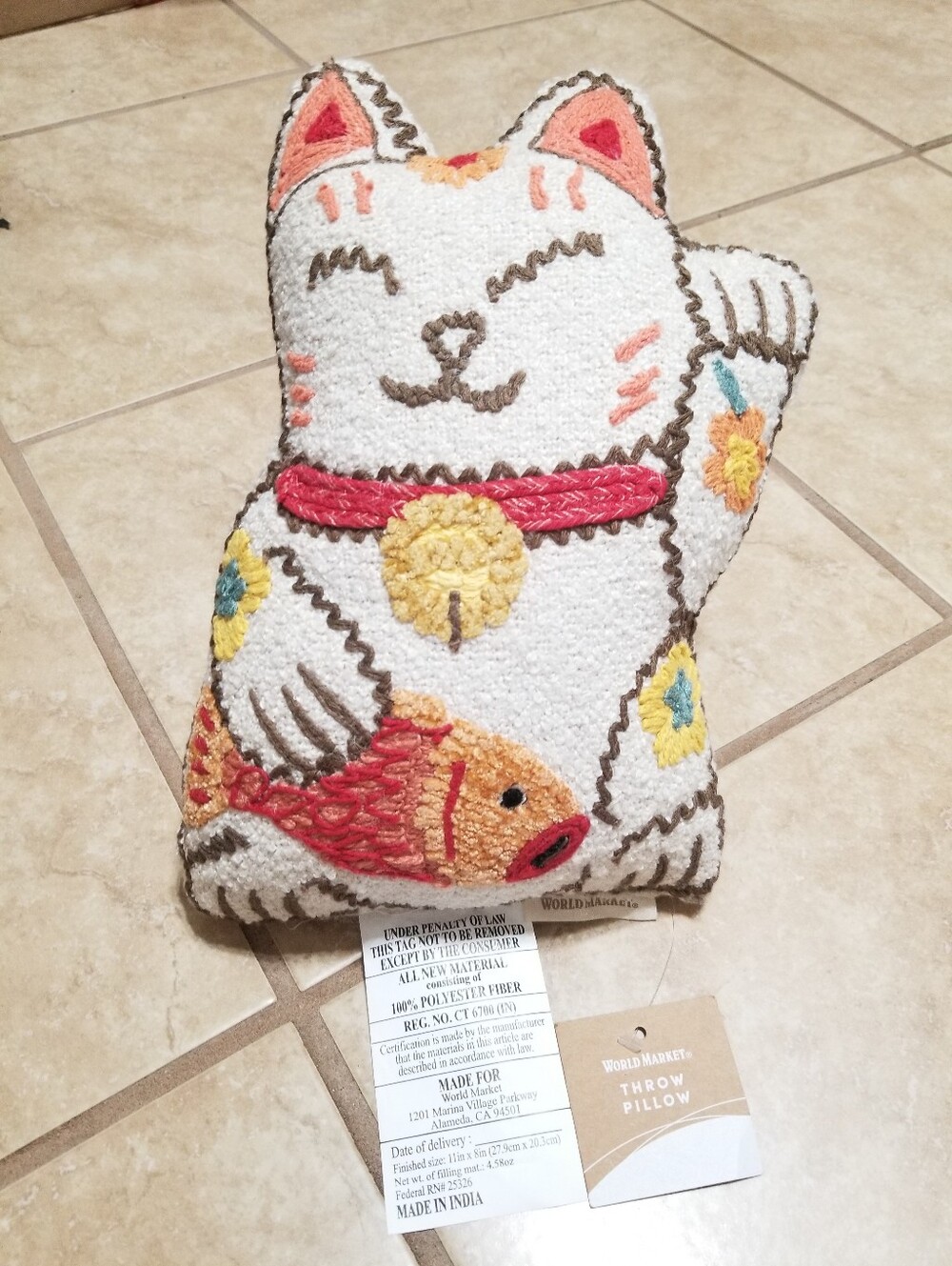 World Market - Lucky Cat Decorative Throw Pillow